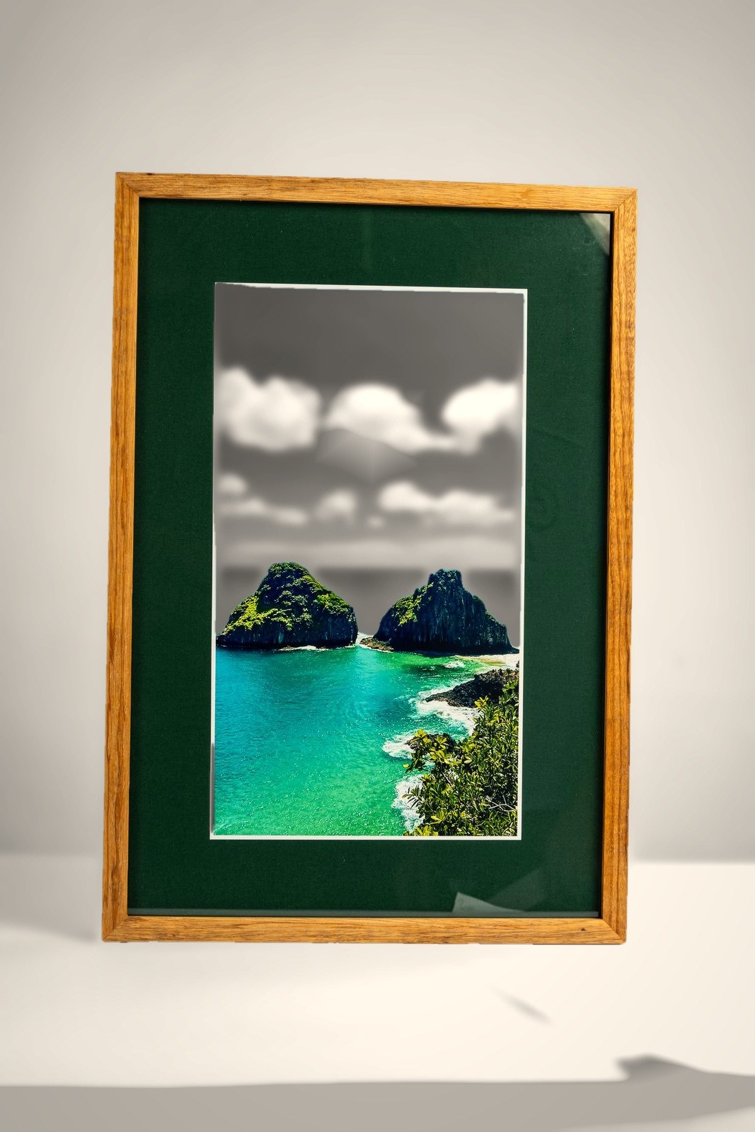 Quadro com passe-partout verde